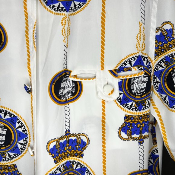 Christie & Jill Vintage Nautical Print Shirt - M - Picture 4 of 4